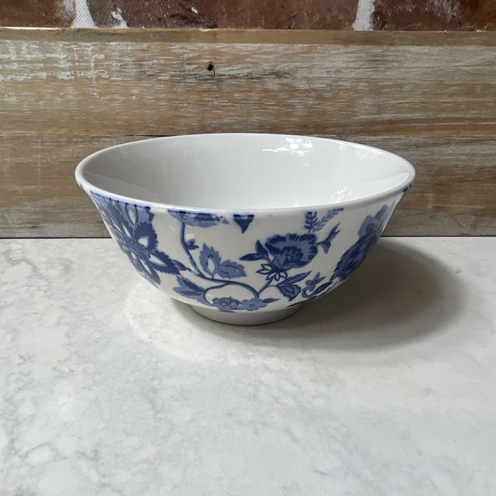 Royal Norfolk Blue & White Floral Ceramic Cereal Bowl 6", Microwave Safe